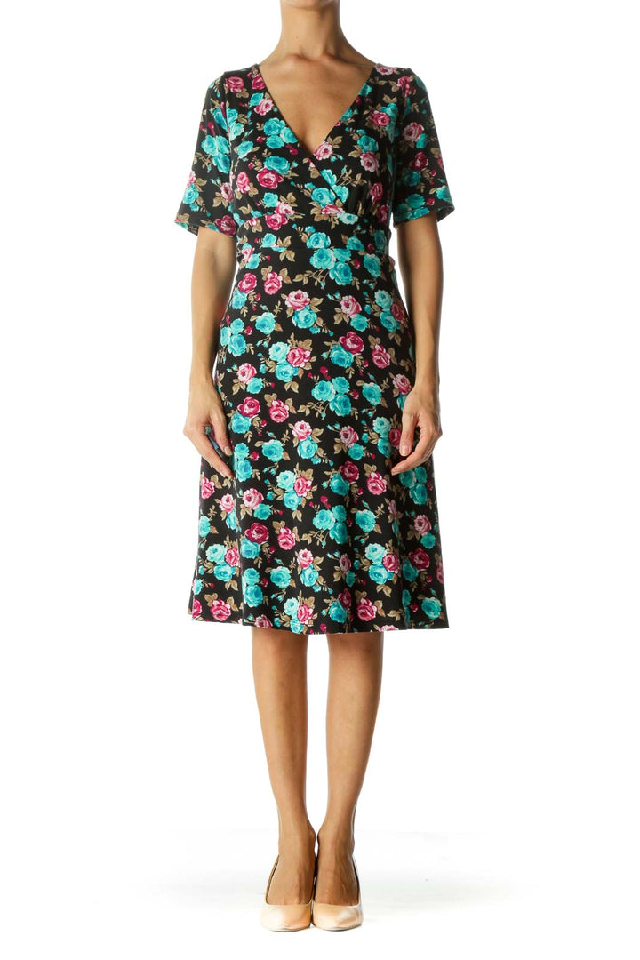 Black Floral Day Dress