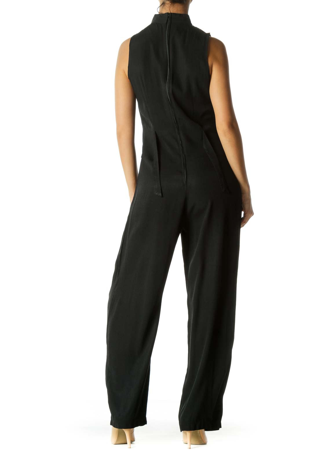 Black Button Wide-Leg Jumpsuit