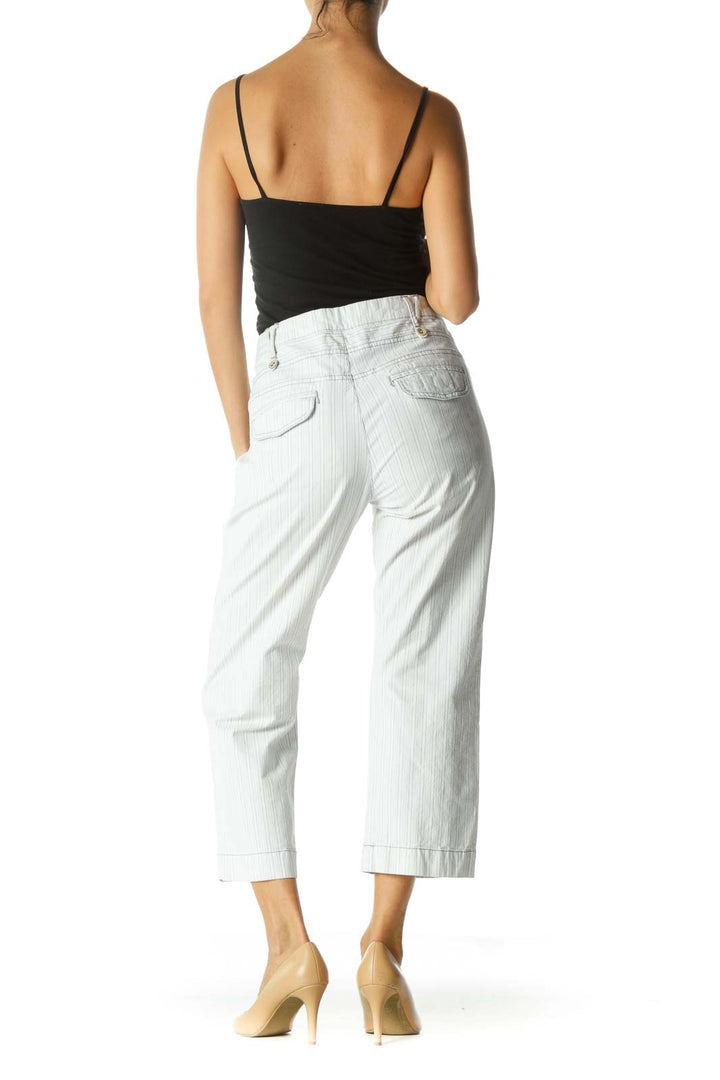 White Striped Cropped Pant