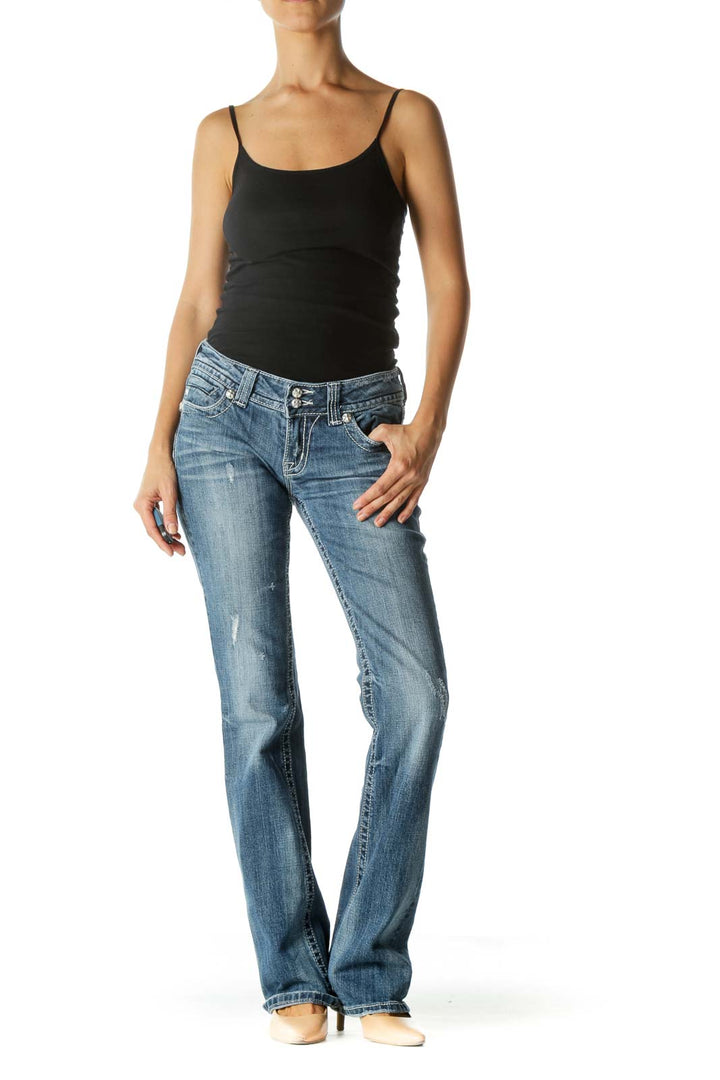 Blue Medium Wash Low Rise Jeans