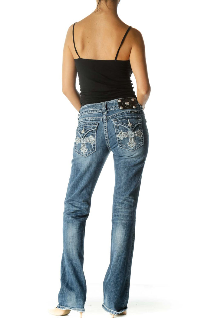 Blue Medium Wash Low Rise Jeans