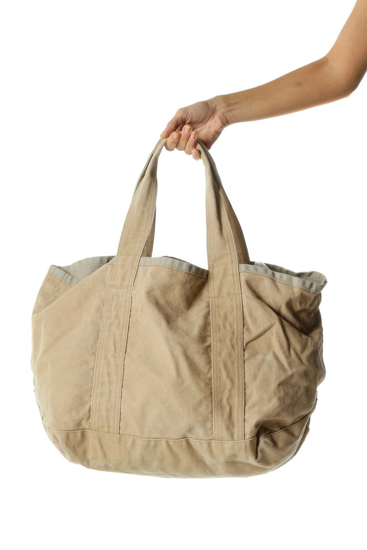 Beige Oversize Canvas Tote