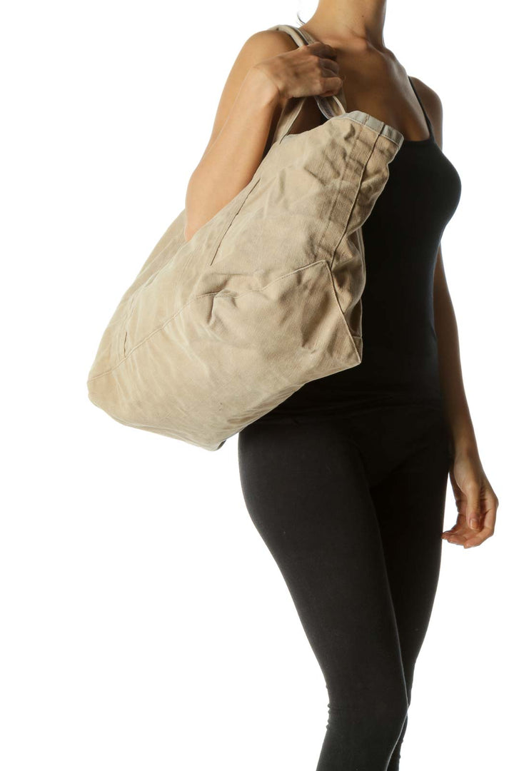 Beige Oversize Canvas Tote