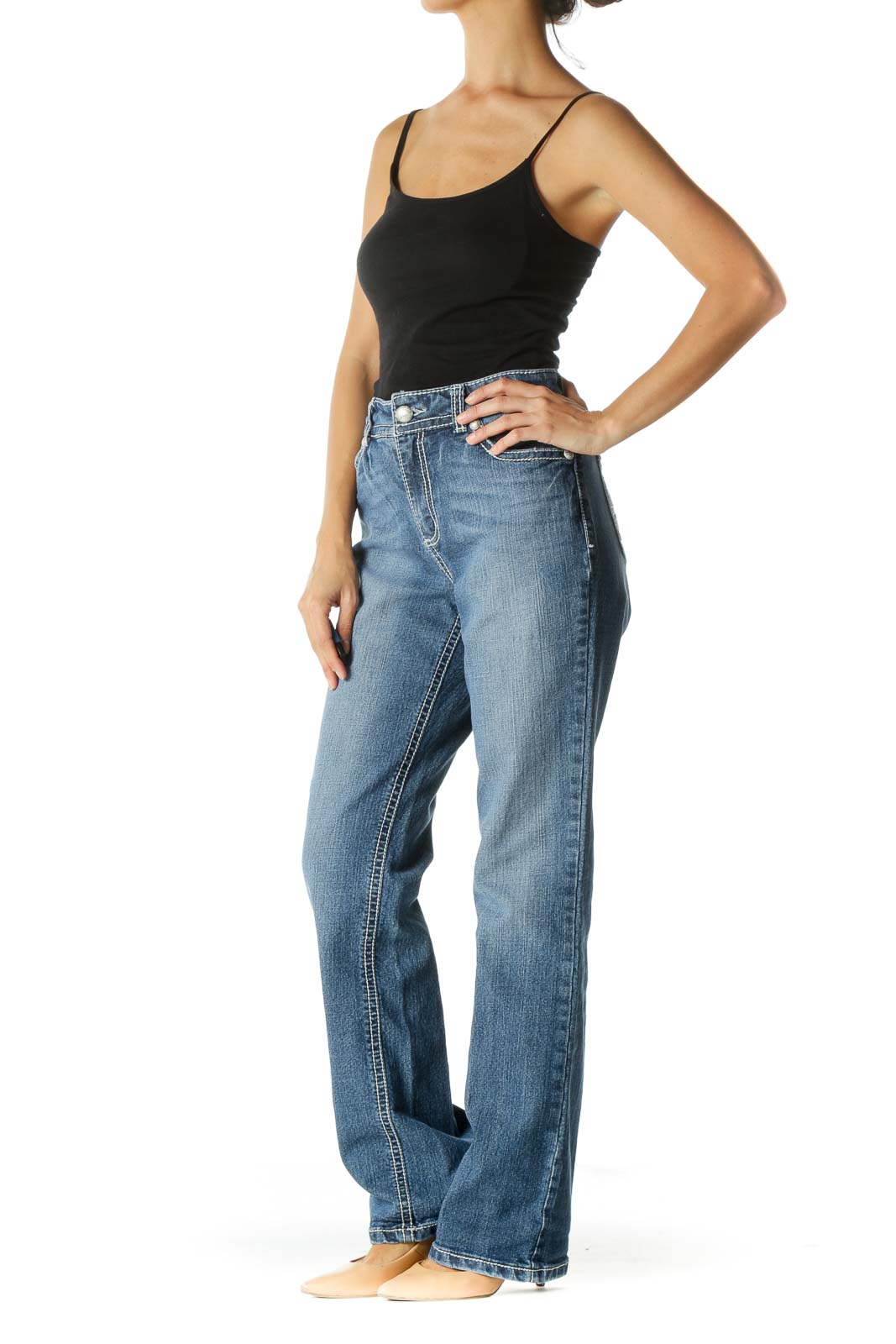 Blue Classic Straight Leg Jeans