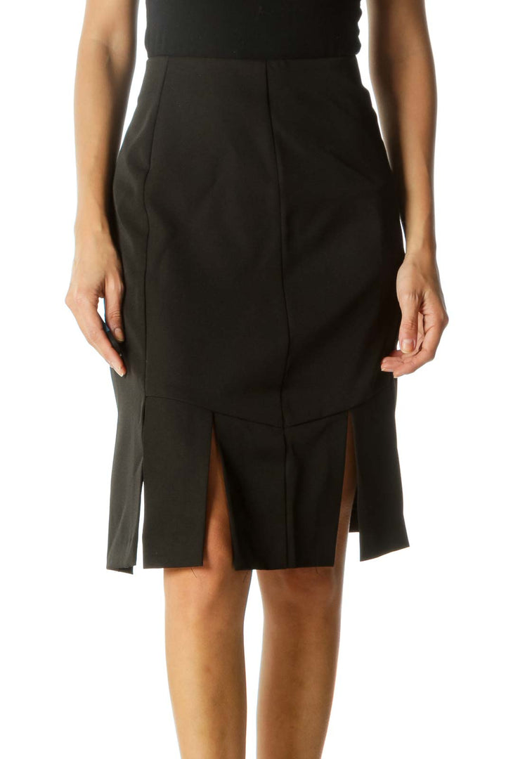 Black Zippered Cut-Out Lower Detail Skirt