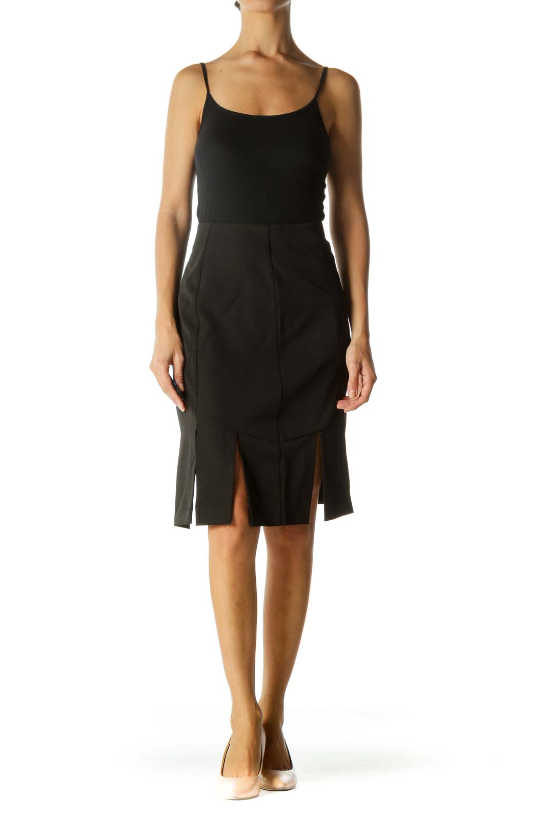 Black Zippered Cut-Out Lower Detail Skirt