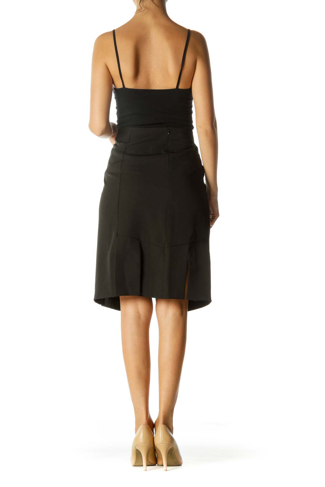 Black Zippered Cut-Out Lower Detail Skirt