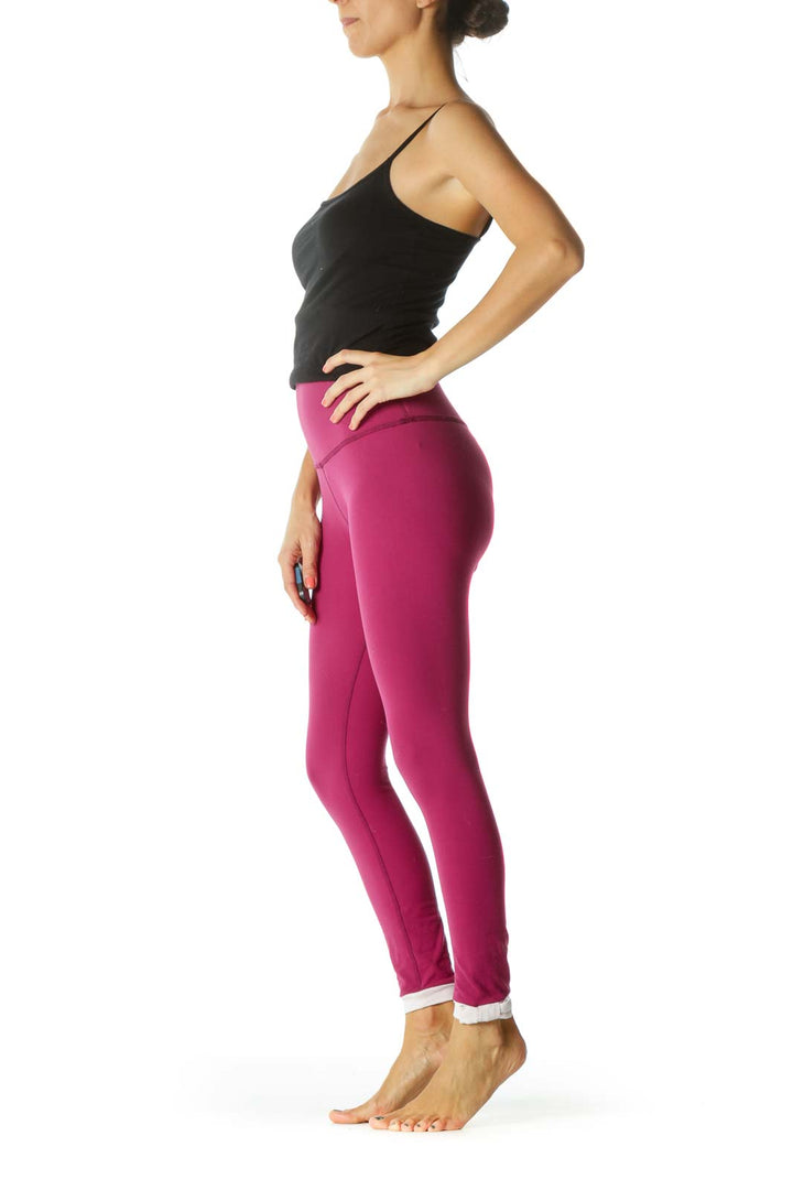 Magenta Pink Ankle-Bows Detail Yoga Pants