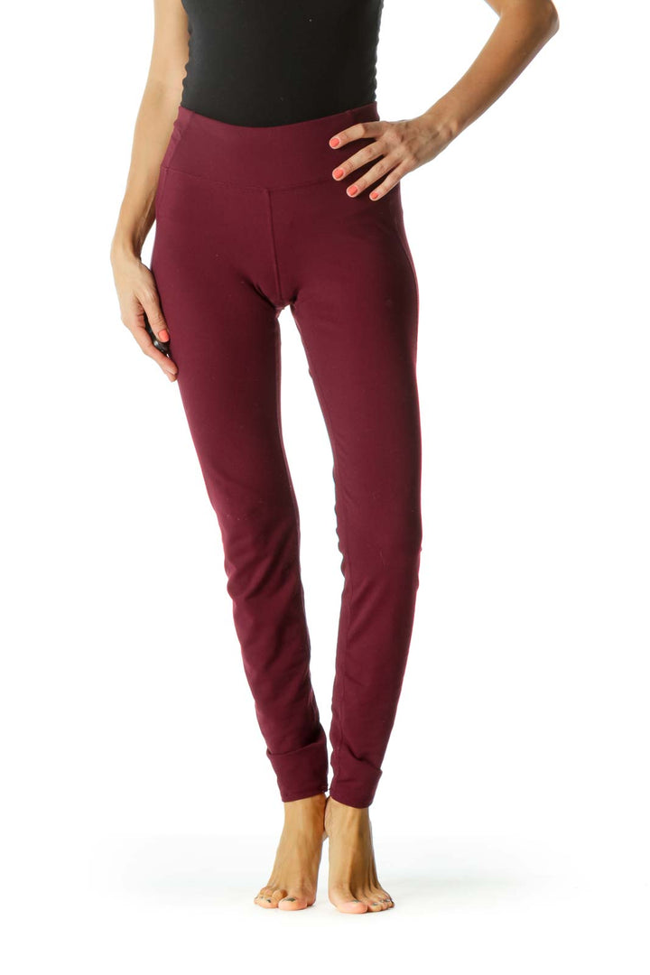 Burgundy Sports Pants with Inside Small Hip Pocket