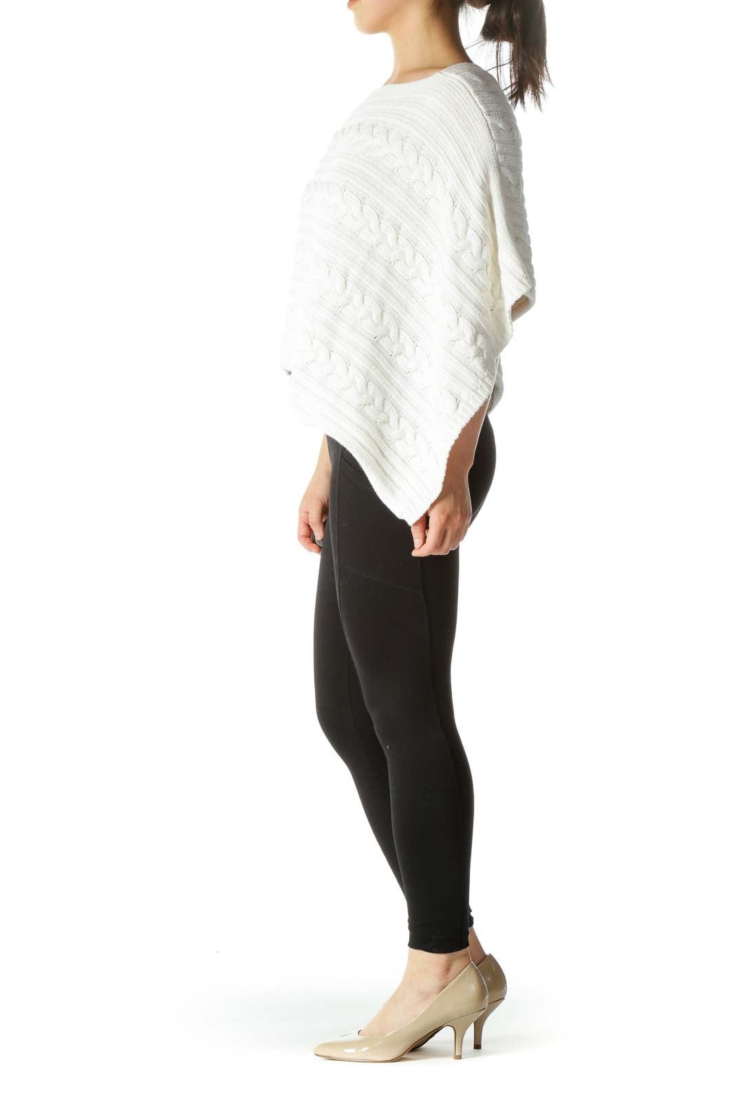 White Cable Knit Short Capelet