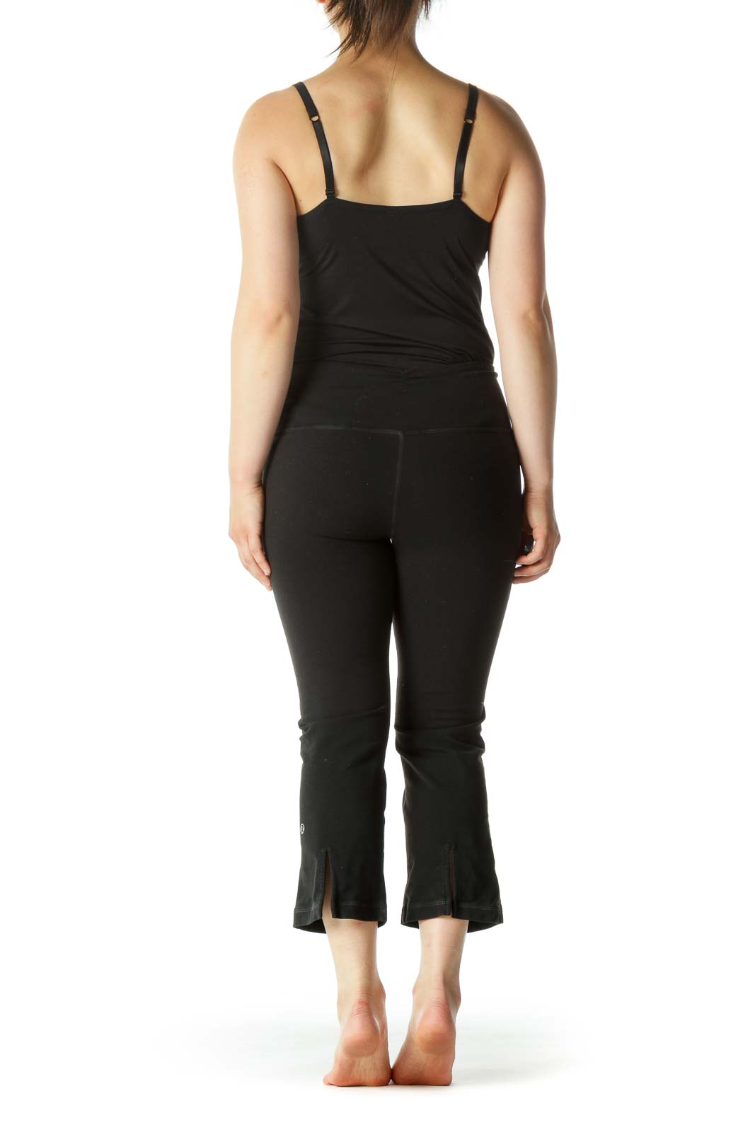 Black Leg Opening Upper Back Scrunch Detail Cropped Active Pants