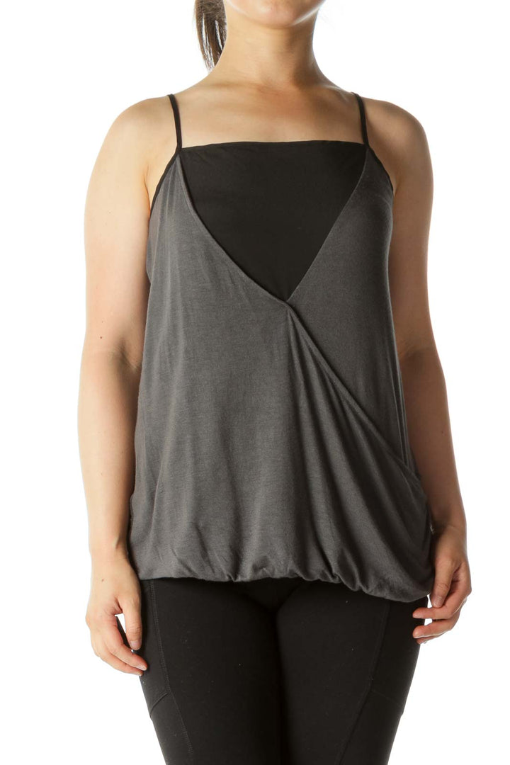 Black and Gray Draped Tank Top