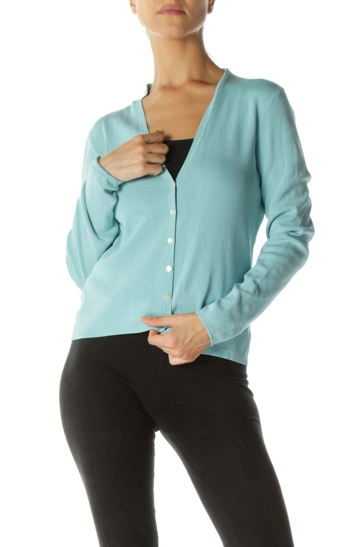 Teal Buttoned Long Sleeve Cardigan