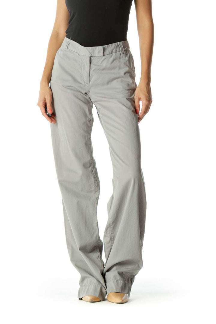 Gray Wide-Leg Work Pants