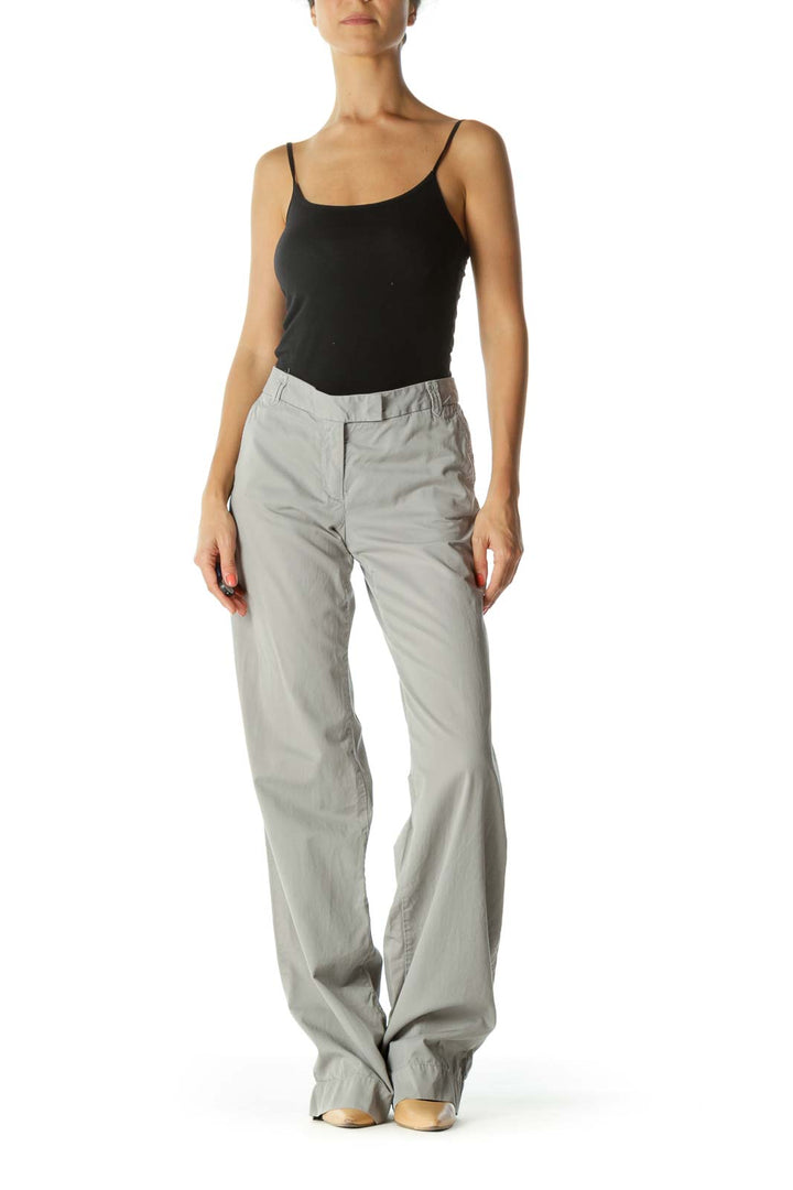 Gray Wide-Leg Work Pants