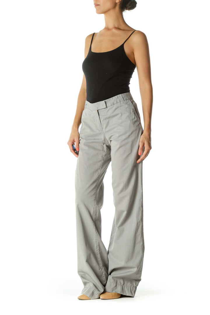 Gray Wide-Leg Work Pants