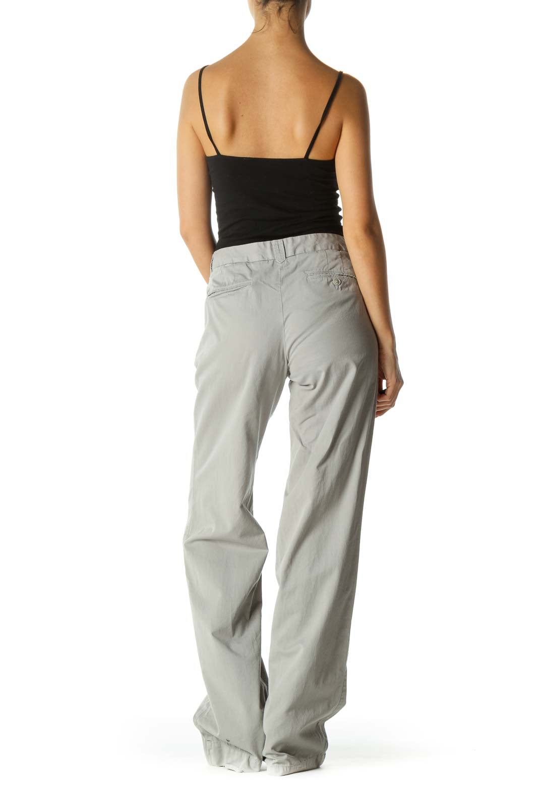 Gray Wide-Leg Work Pants