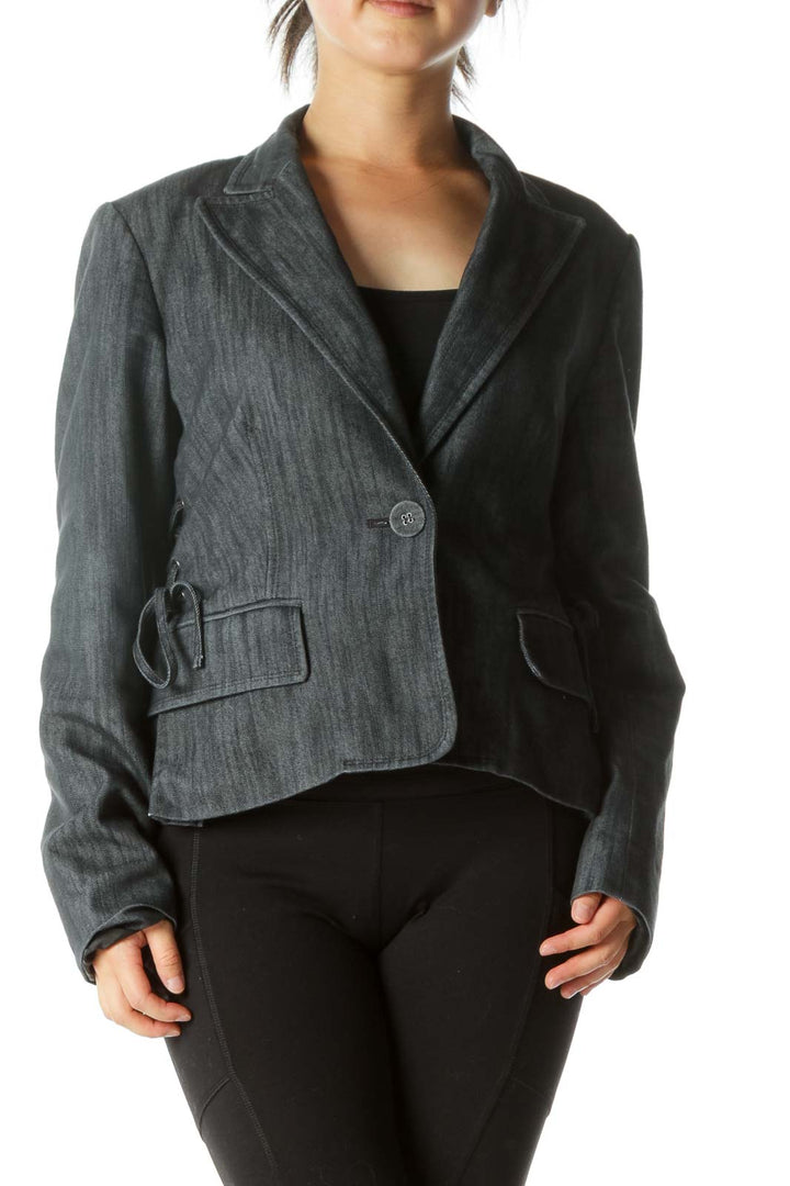 Black Side Detail Denim Blazer