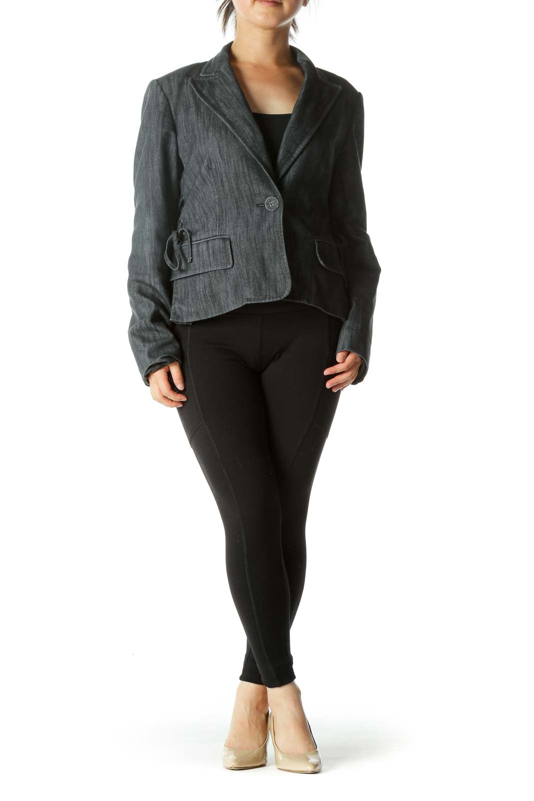 Black Side Detail Denim Blazer