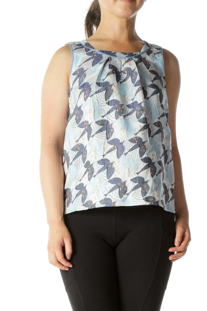 Blue Bird Print Tank Top