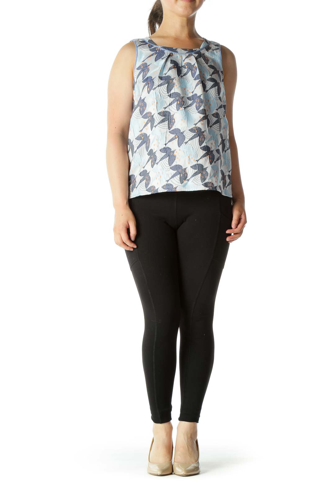 Blue Bird Print Tank Top