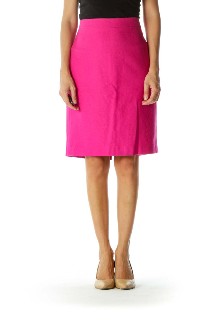 Hot Pink Wool Blend Textured Knit Skirt