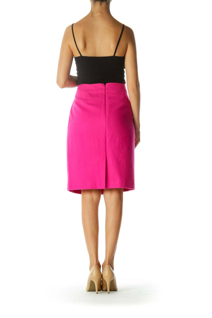 Hot Pink Wool Blend Textured Knit Skirt