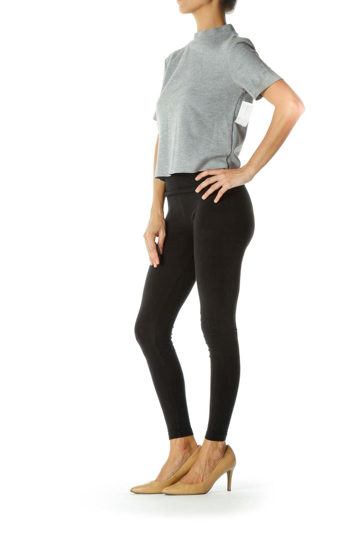 Gray Short Sleeve Stretch Top