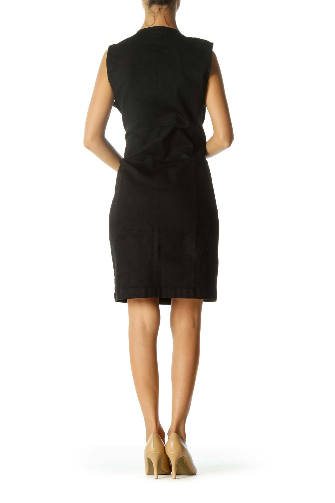 Black Side Zipper Work Dress