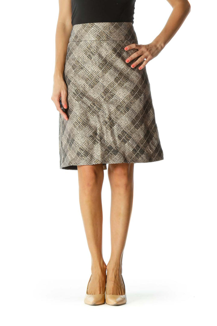 Brown and Cream Pencil Skirt