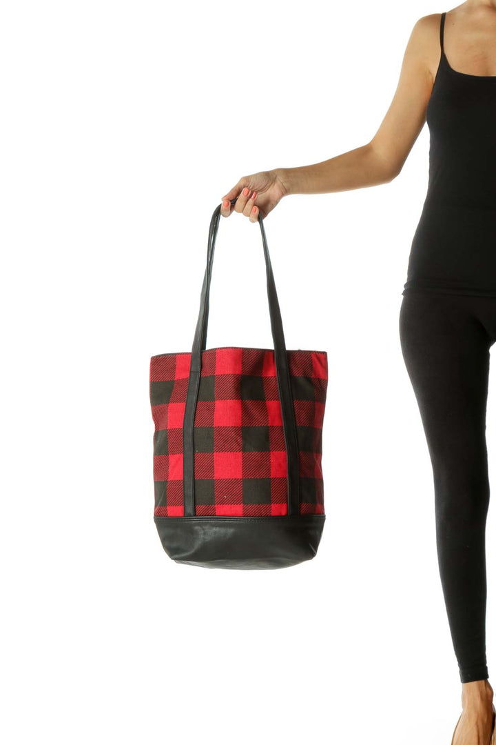 Black and Red Plaid Tote Bag