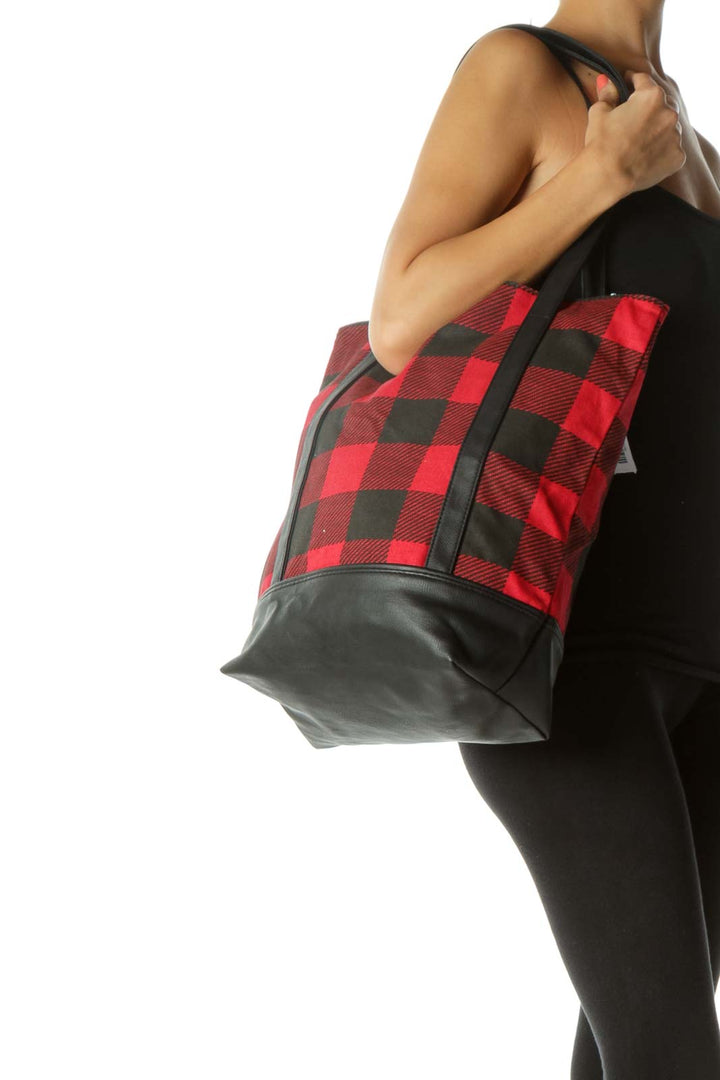 Black and Red Plaid Tote Bag