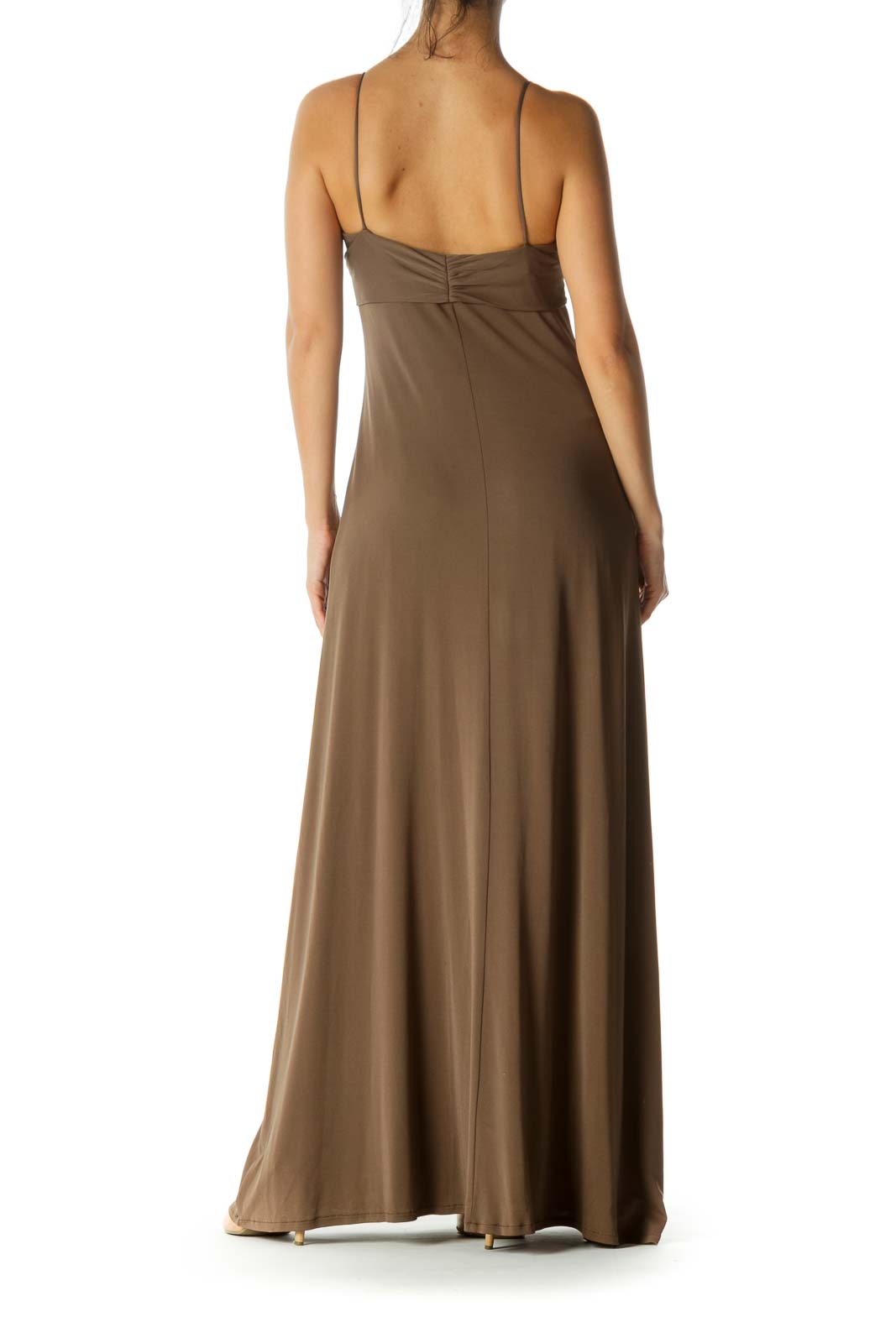 Brown Spaghetti Strap Maxi Dress