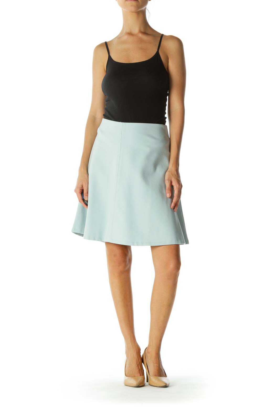 Tiffany Blue Stretch Inside Elastic Waist Band Flared Skirt