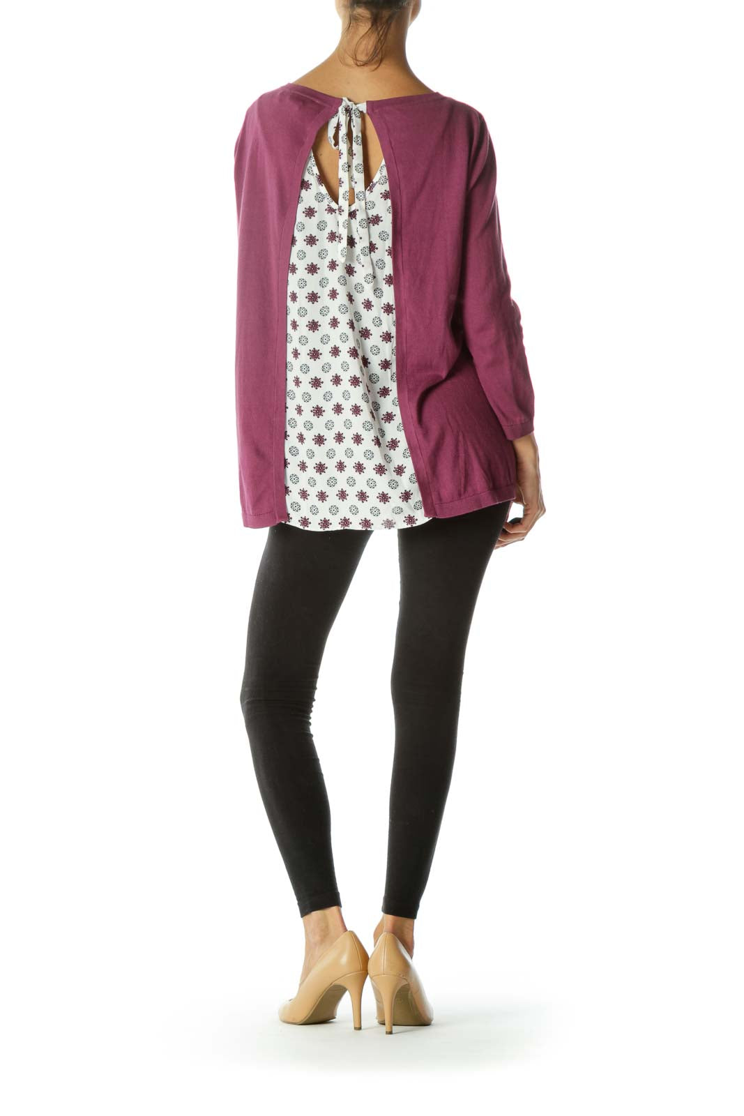 Purple Long Sleeve with Floral Print on Back