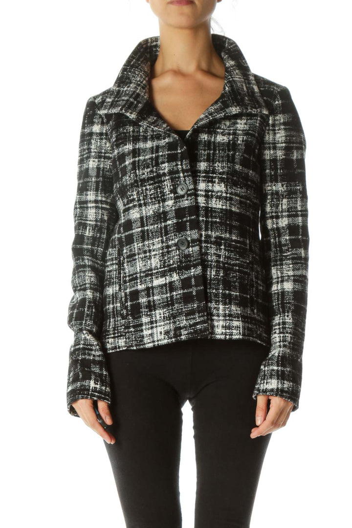 Black White Button Tweed Jacket