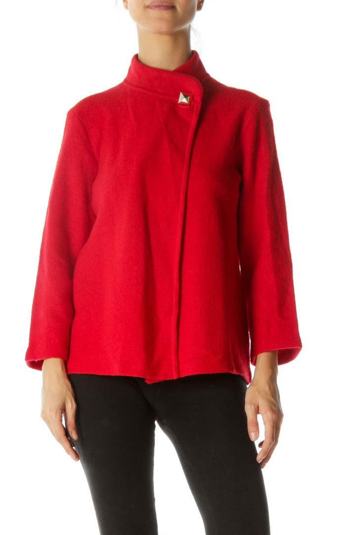 Red Textured Cape Cardigan