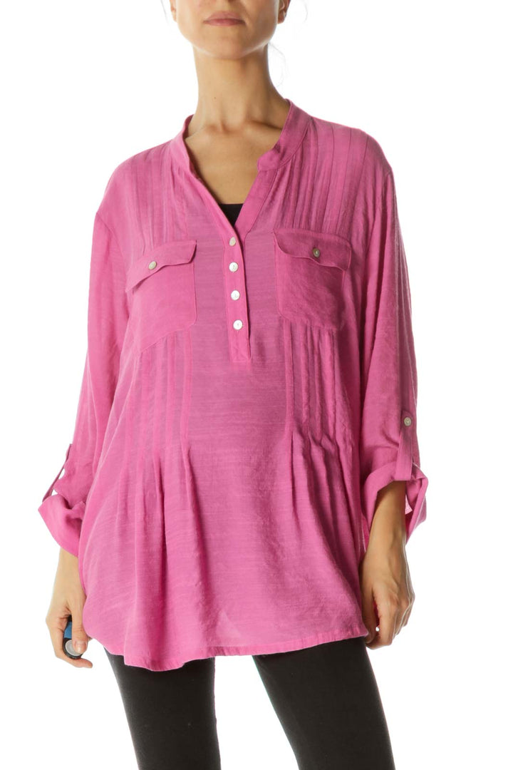 Pink Soft Half Button Shirt