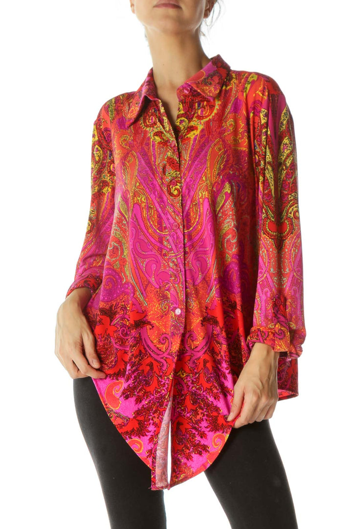 Red Paisley Print Soft Blouse