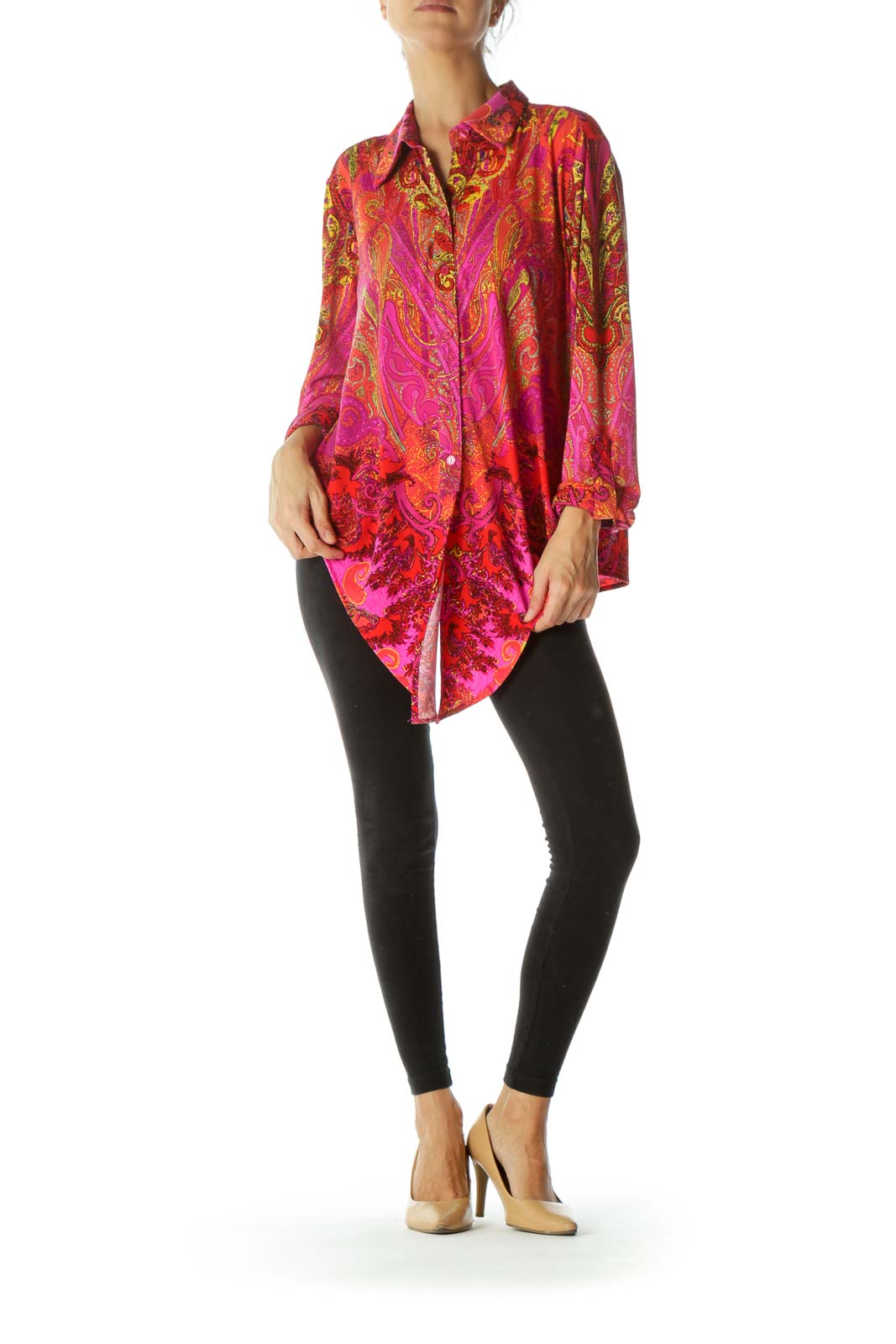 Red Paisley Print Soft Blouse