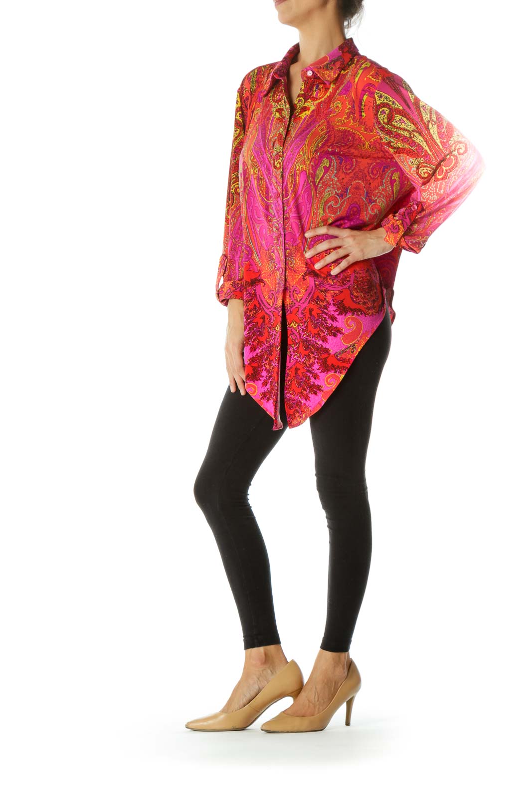 Red Paisley Print Soft Blouse