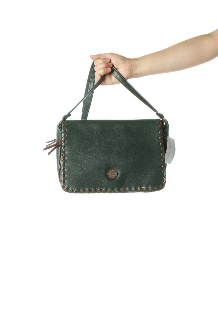 Green Color Block Detail Crossbody Bag