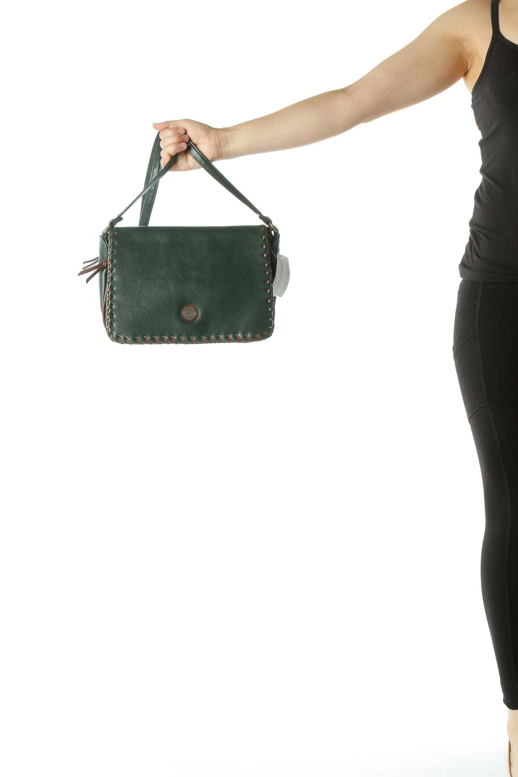 Green Color Block Detail Crossbody Bag