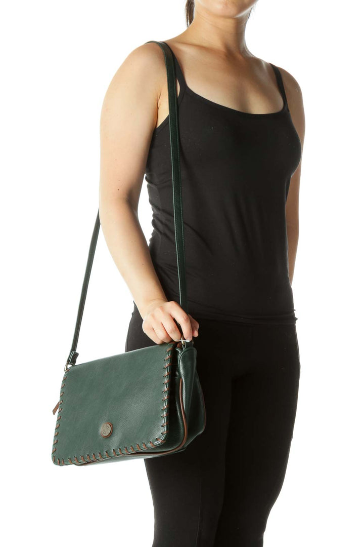 Green Color Block Detail Crossbody Bag