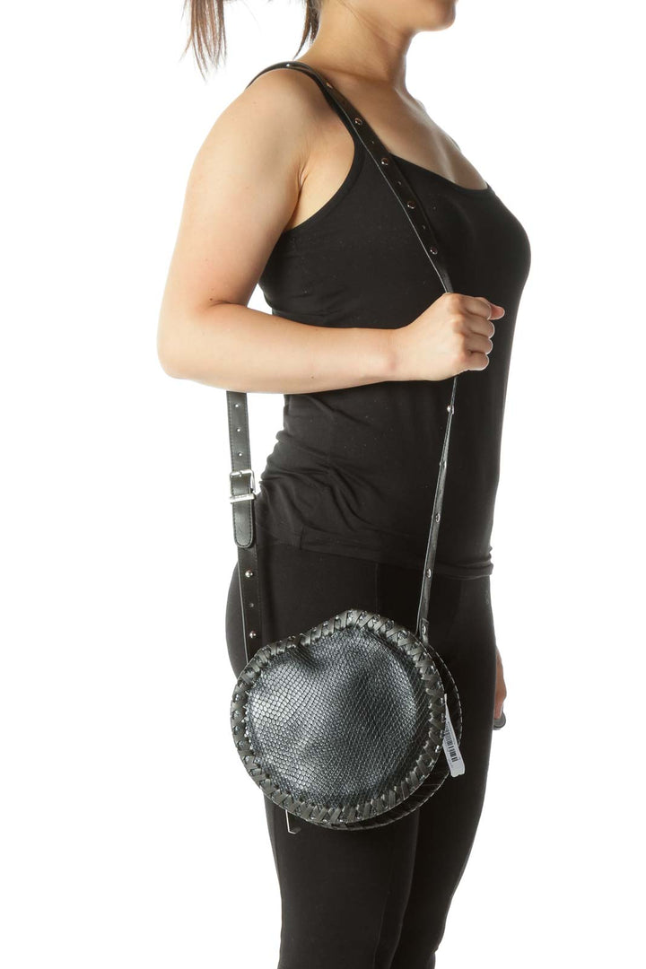 Black Textured Crossbody Bag