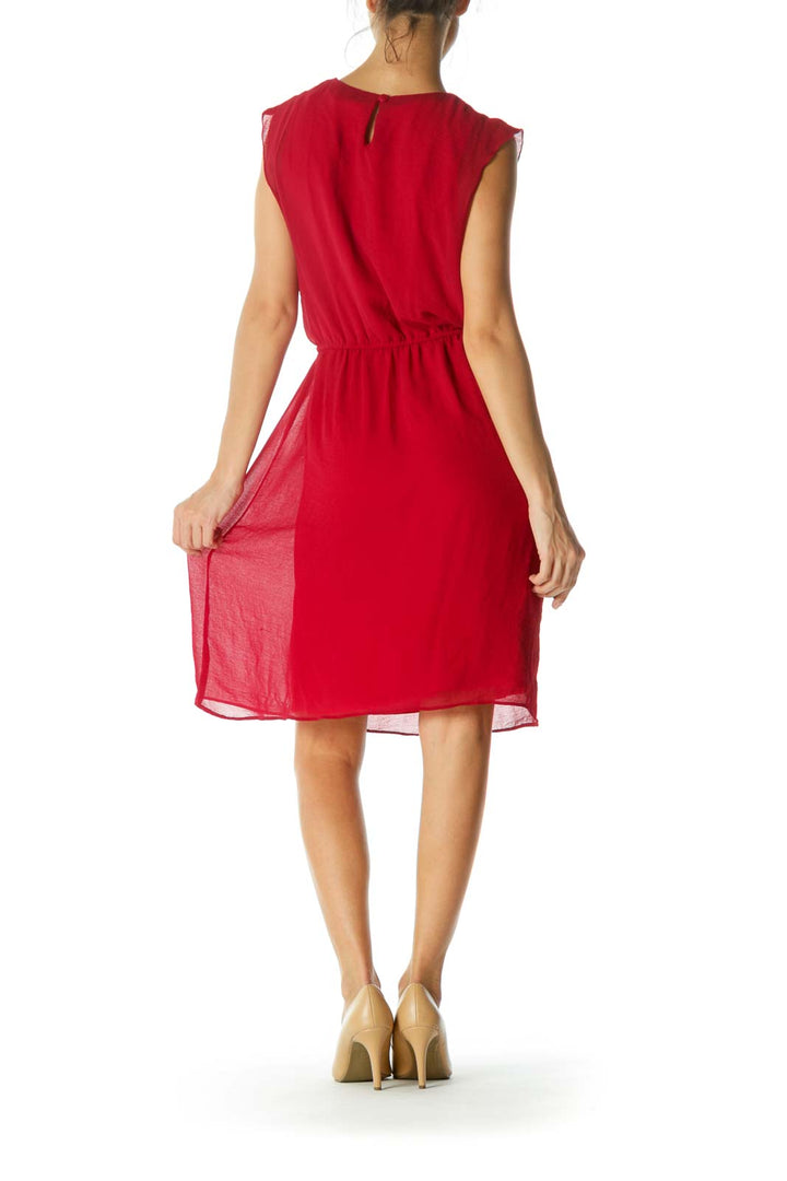 Red Ruffled Midi Dress