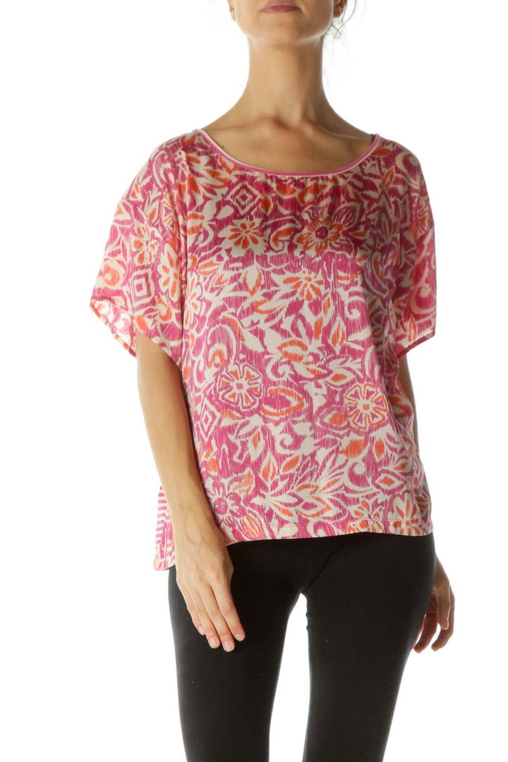 Pink Printed Short Sleeve Top