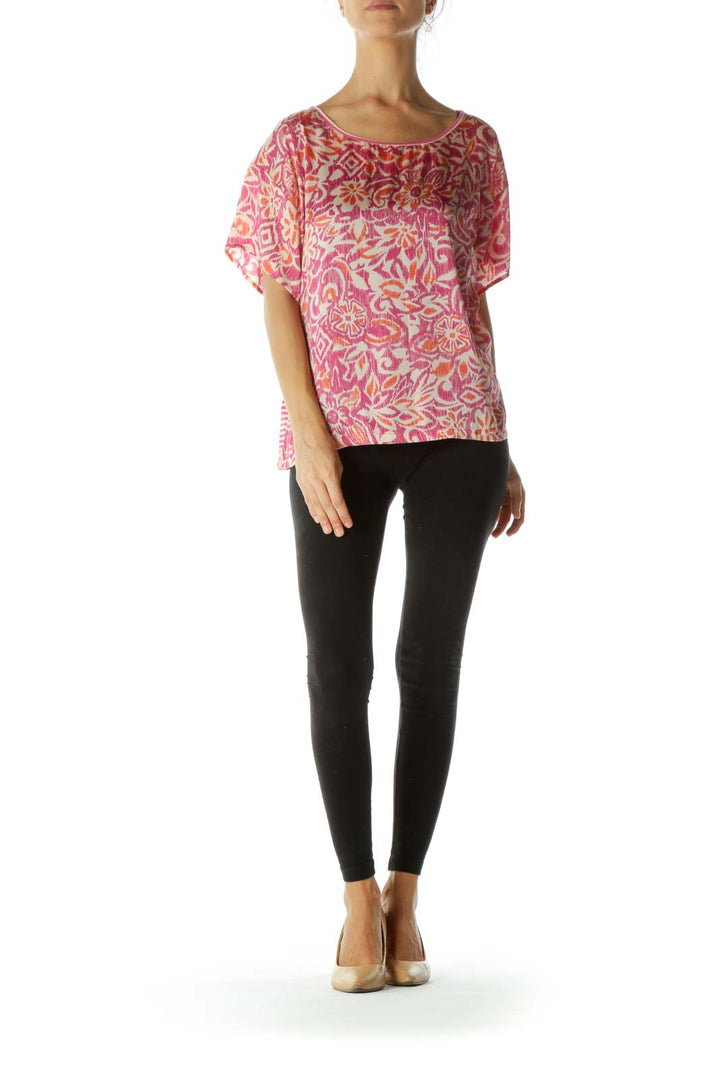 Pink Printed Short Sleeve Top