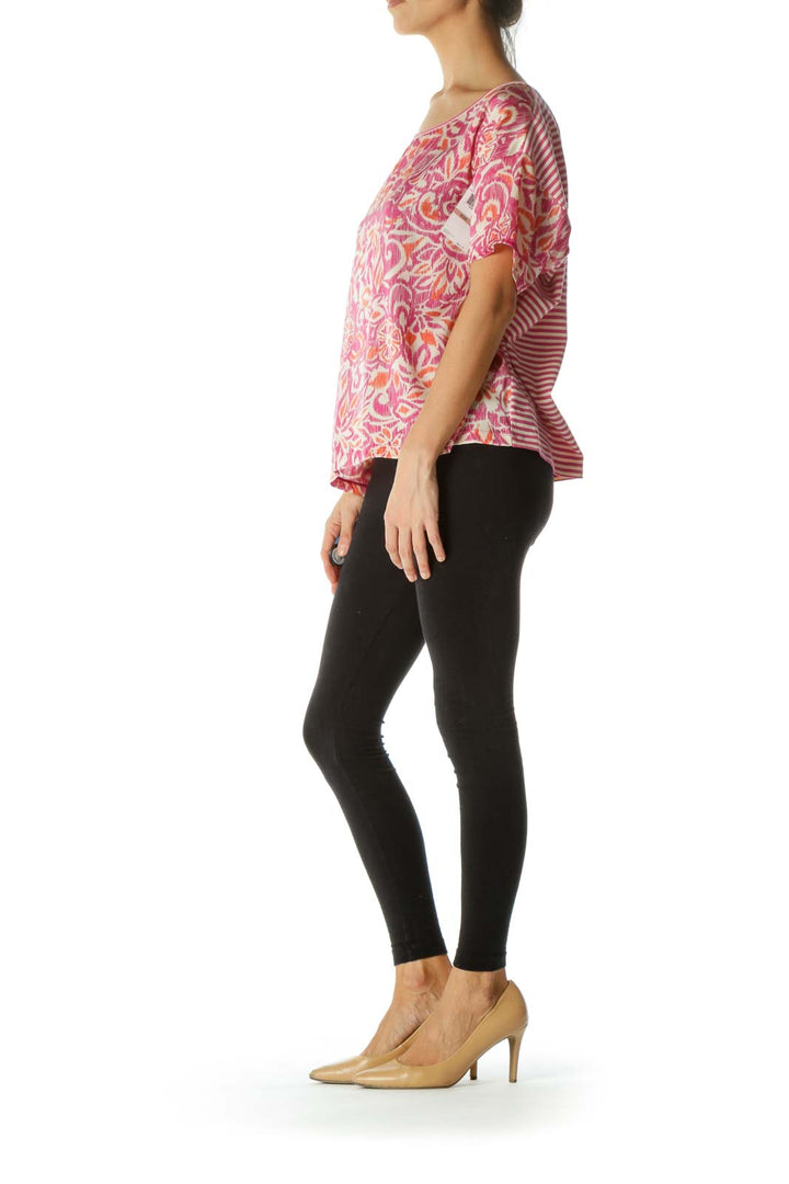 Pink Printed Short Sleeve Top