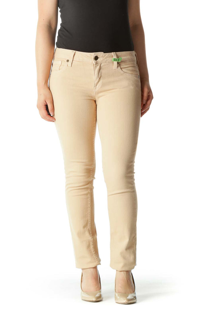 Light Peach Stretch Slim-Fit Pants